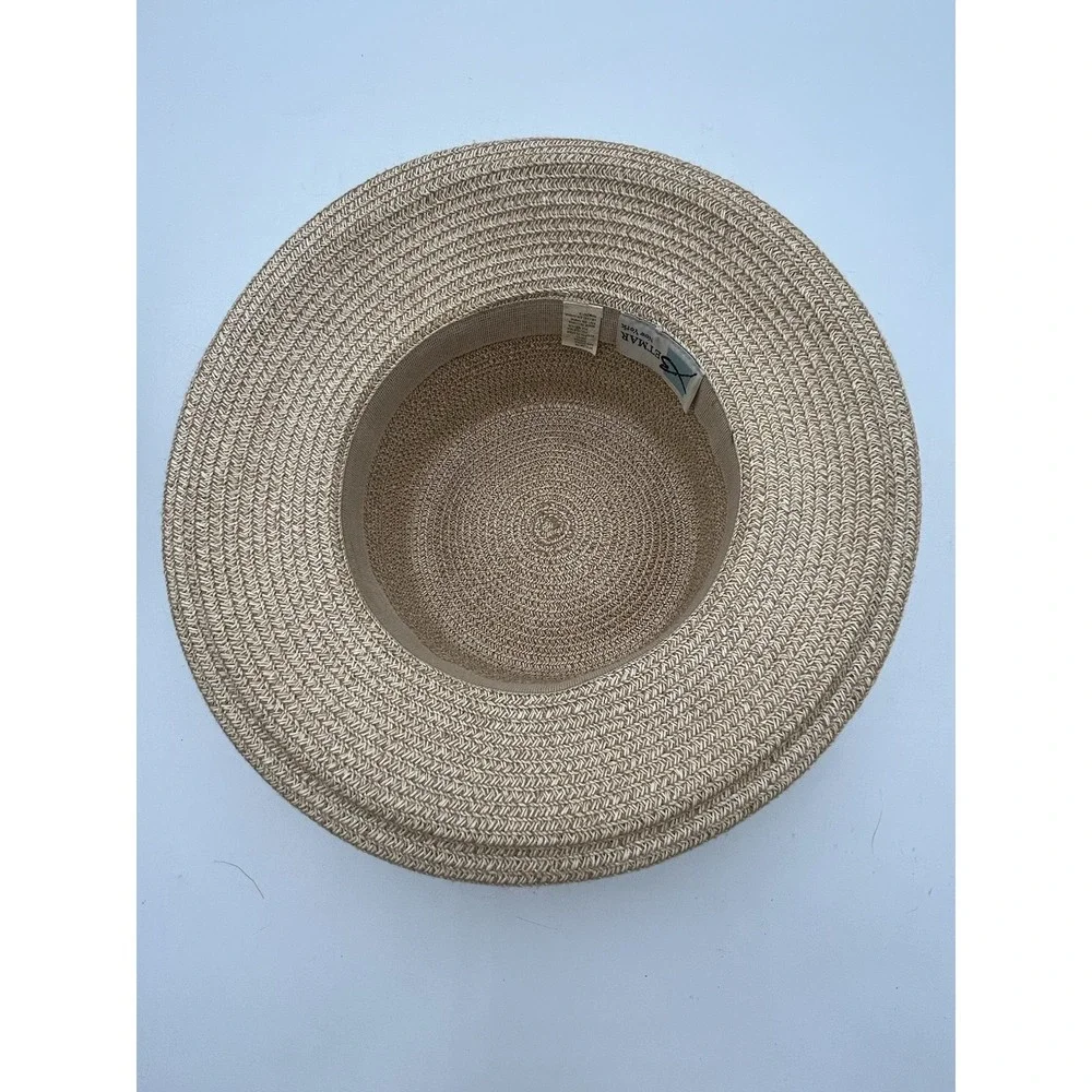 Betmar New York Beige Paper Straw Boater Hat Womens Resort Sun Hat